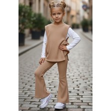 Parla Kids Kız Çocuk Simena Camel Bağlama Detaylı Üst Ispanyol Alt Üst Eşofman Takım