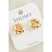 Zero Techmrt Oval Çiçek Yeni Sezon Metal Küpe-Sarı