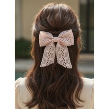 Toka Delisi El Yapımı Romantik Kadın Dantel Fiyonk Toka, Otomatik Klipsli Saç Tokası, Kadin Toka