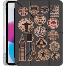 Senada iPad Pro 10.5 (7.nesil) Kılıf Desenli Uyku Modlu Kalem Bölmeli Standlı Country