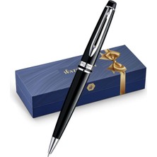 Waterman Expert Lake Siyah Krom Tasarımlı Tükenmez Kalem, Orta Kalınlıkta Uç, Mavi Mürekkep (S095180