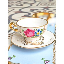 Manushum El Yapımı Porselen Sultan Kahve Fincanı- Beyaz 1 Adet