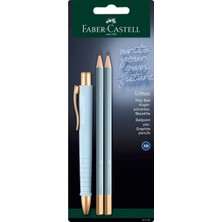 Faber-Castell 241122 - Kalem Seti Gök Mavisi, Tükenmez Kalem Poly Ball Urban ve 2 Kurşun Kalem Urban