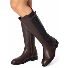 Rujo Acı Kahve Hakiki Deri El Işçiliği Yandan Fermuarlı Elastilastikli Binicii Çizmesi