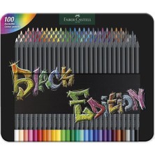 Faber-Castell 116490 - Black Edition Renkli Kalemler, 100'LÜ Metal Kutu, Kırılmaz, Çocuklar ve Yetiş