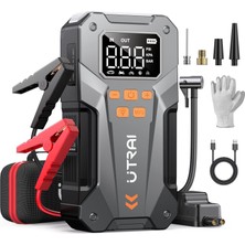 Ütraı Jstar JS20 10000mAh 5000A Jump Starter Taşınabilir Akü Takviye Cihazı + Lastik Şişirme Pompası (18W Şarj + Çanta + LED + Powerbank + Eldiven) (JS20)