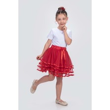 Mnk Baby & Kids Kız Çocuk Kat Kat Parlak Şeritli Fiyonklu Tütü Etek M00781