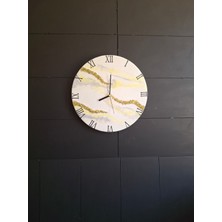 Af Epoxyart Duvar Saati - 35CM - Mermer Desenli Modern Dekoratif Duvar Saati - Epoksi Duvar Saati - El Yapımı Duvar Saati