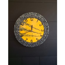 Af Epoxyart Duvar Saati - 35CM - Modern Dekoratif Duvar Saati - Epoksi Duvar Saati - El Yapımı Duvar Saati -  Sarı+Siyah