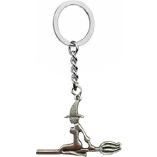 Herşey Nota Süpürgeli Cadı Figürlü Unisex Anahtarlık – Gotik, Mistik ve Büyülü Tasarım ile Özel Aksesuar