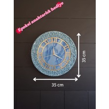 Af Epoxyart Duvar Saati - 35CM - Modern Dekoratif Duvar Saati - Epoksi Duvar Saati - El Yapımı Duvar Saati -Mavi