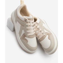Marjin Kadın Sneaker Yüksek Taban Spor Ayakkabı Aryan Bej