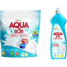 Boron Aquabor Doğal Mineralli Bulaşık Tableti 30 Adet Kapsül+1 Adet Bulaşık Elde Yıkama Deterjanı