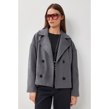 Kruvaze Kısa Kaşe Kaban LGP0029 Gri