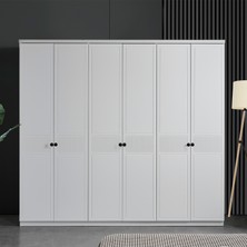Eymense Focus 6 Kapılı Modern Gardırop MDF Malzeme Ayna ile 240 cm Genişlik