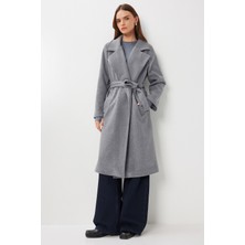 Kruvaze Yaka Kuşaklı Kaşe Kaban LGP0030 Antrasit