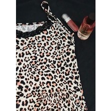 Stil Moda Kadın Leopar Desenli Şortlu Pijama Takımı