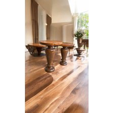 Ahşap Yan Sehpa 2li Set Açık Ceviz Renk Zigon ve Fiskos