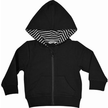 Organickid Basic Bebek Siyah Kapüşonlu Sweatshirt