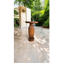 El Yapımı Ahşap Açık Ceviz Tekli Yan Sehpa Zigon Sehpa