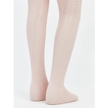 Veracraft Kız Çocuk Dokulu Pamuklu Pembe Külotlu Çorap