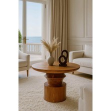 Modern Mantar Sehpa Doğal Meşe Renk Ahşap Orta Sehpa