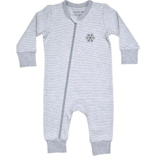 Organickid Gray Star Bebek Gri Fermuarlı Tulum