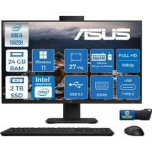 Asus V400 V470VAK-I58512B0D I5-13420H 24 GB Ddr5 2tb SSD UHD 27" Fhd WİN11 Pro Aio Pc + USB Bellek