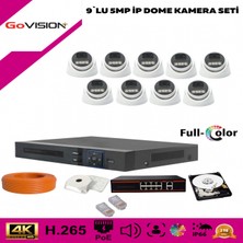 Go Vision 9'lu 5mp 4K Ultra Ip Kamera Seti