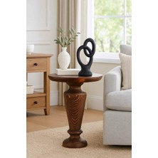 Masif Ahşap Tekli Yan Sehpa Meşe Renk Doğal Mantar Model