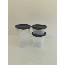 Tupperware Tek Dokunuş Kare 3lü Kuru Gıda Saklama Kabı 1.25ML,810ML,370ML