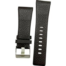 Diesel Uyumlu 29 mm Çift Pimli Koyu Kahve Hakiki Deri Saat Kordonu