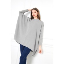 Comstar Kadın Yandan Yırtmaçlı Oversize Panço Kazak