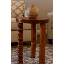 Doğal Masif Ahşaptan Üretilen Fındık Renk Mantar Sehpa