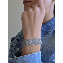 Eva Takı Store Kordon Çelik Zincir Örme 8 Sıralı El Yapımı Silver Renk Bohem Bileklik