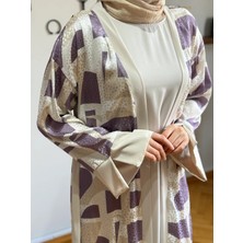 Fendel Desenli Saten 2'li Abaya 1875 Navra | Fendel