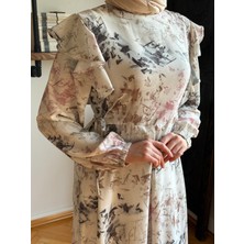 Fendel Omuz Volanlı Desenli Saten Elbise 1868 Navra | Fendel