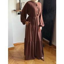 Fendel Reglan Kol Yarım Pat Eteği Büzgülü Örme Elbise 2416 Navra | Fendel