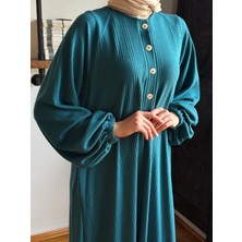 Fendel Reglan Kol Yarım Pat Eteği Büzgülü Örme Elbise 2416 Navra | Fendel