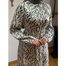 Fendel Hakim Yaka Kemerli Saten Elbise 1883 Navra | Fendel