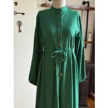 Fendel Şardonlu Bel Bağlamalı Yarım Pat Örme Elbise 2423 Navra | Fendel