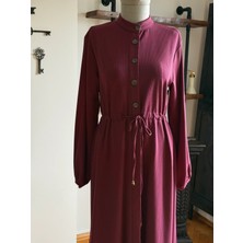 Fendel Şardonlu Bel Bağlamalı Yarım Pat Örme Elbise 2423 Navra | Fendel