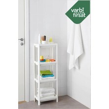 VarBiFırsat 4 Katlı Banyo Raf Ünitesi Beyaz Banyo Düzenleyici Şampuanlık Havluluk Dolap