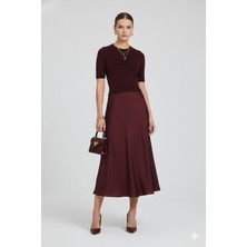 Qoolest Kadın Yünlü Siyah Bisiklet Yaka Kısa Kollu Payet Işlemeli Işıltılı Şık Triko Kazak