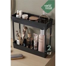 VarBiFırsat Çok Amaçlı 2 Katlı Evye Tezgah Altı Düzenleyicisi Askılı Banyo Mutfak Düzenleyici Kaydırmaz Tabanlı