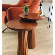 2li Set Mantar Yan Sehpa Açık Ceviz Renk