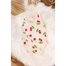 Kidello Krem Kirazlı Kız Bebek Zıbın Body