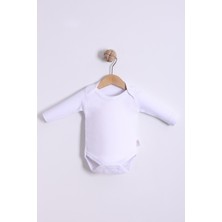 Kidello Beyaz Düz Uzun Kol Bebek Zıbın Body