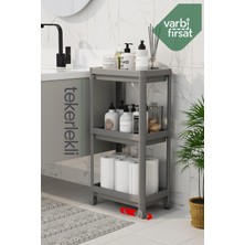 VarBiFırsat 3 Katlı Tekerlekli Düzenleyici Mutfak Rafı Banyo Rafı Tezgah Altı Evye Altı Deterjanlık