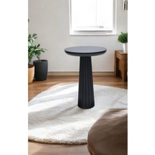 Wood Wooden Ahşap Tekli Mantar Yan Sehpa Modern Siyah Renk Fiskos / Çiçeklik